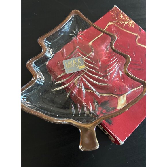 Christmas Candy Dish Decorative Mikasa Christmas Tree Glass Dish Decor - Picture 3 of 7